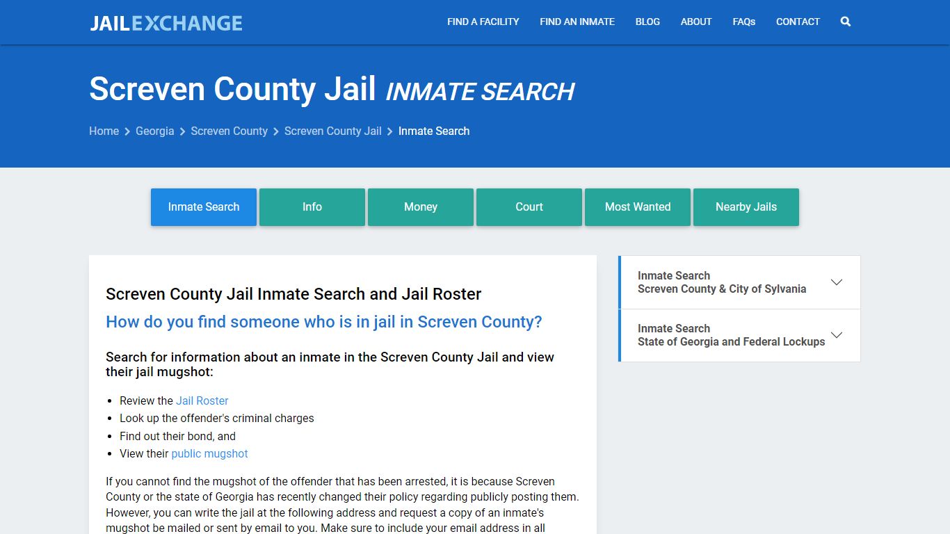 Inmate Search: Roster & Mugshots - Screven County Jail, GA