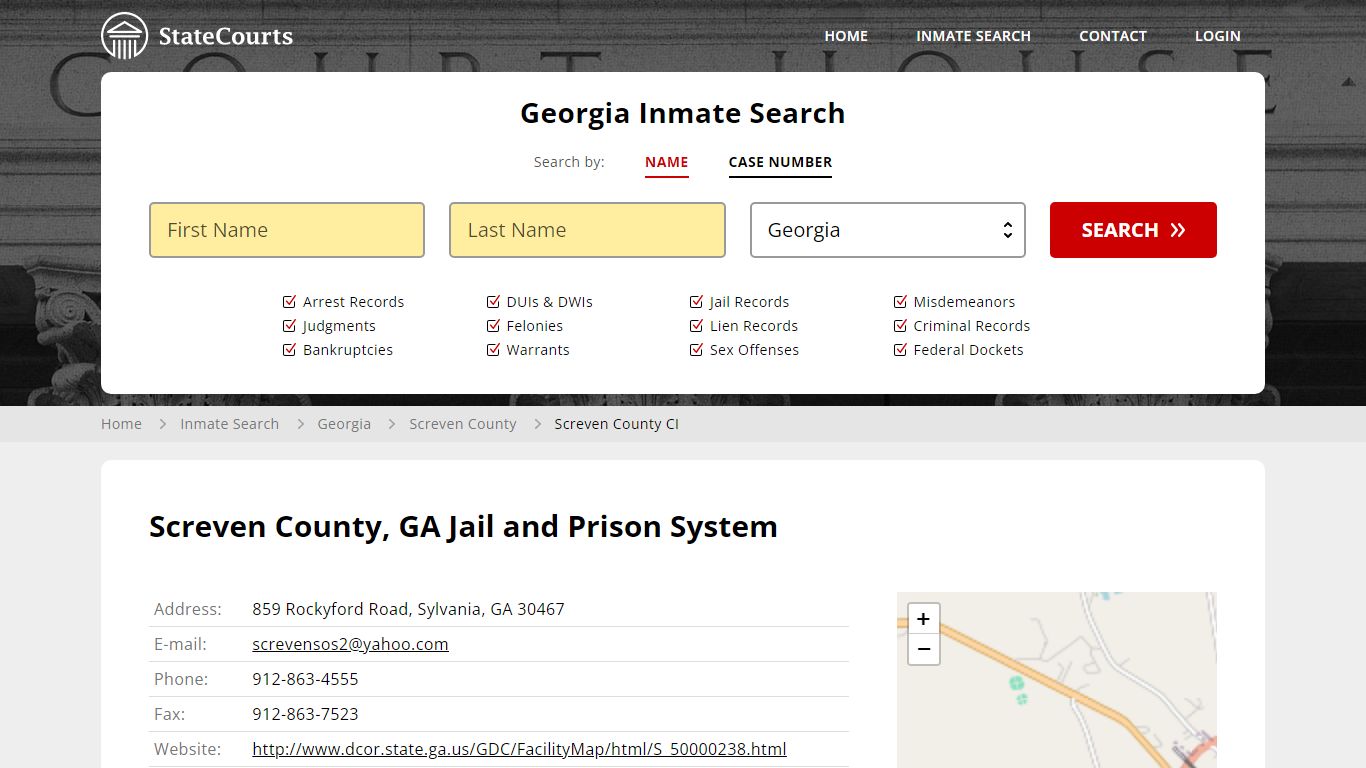 Screven County CI Inmate Records Search, Georgia - StateCourts